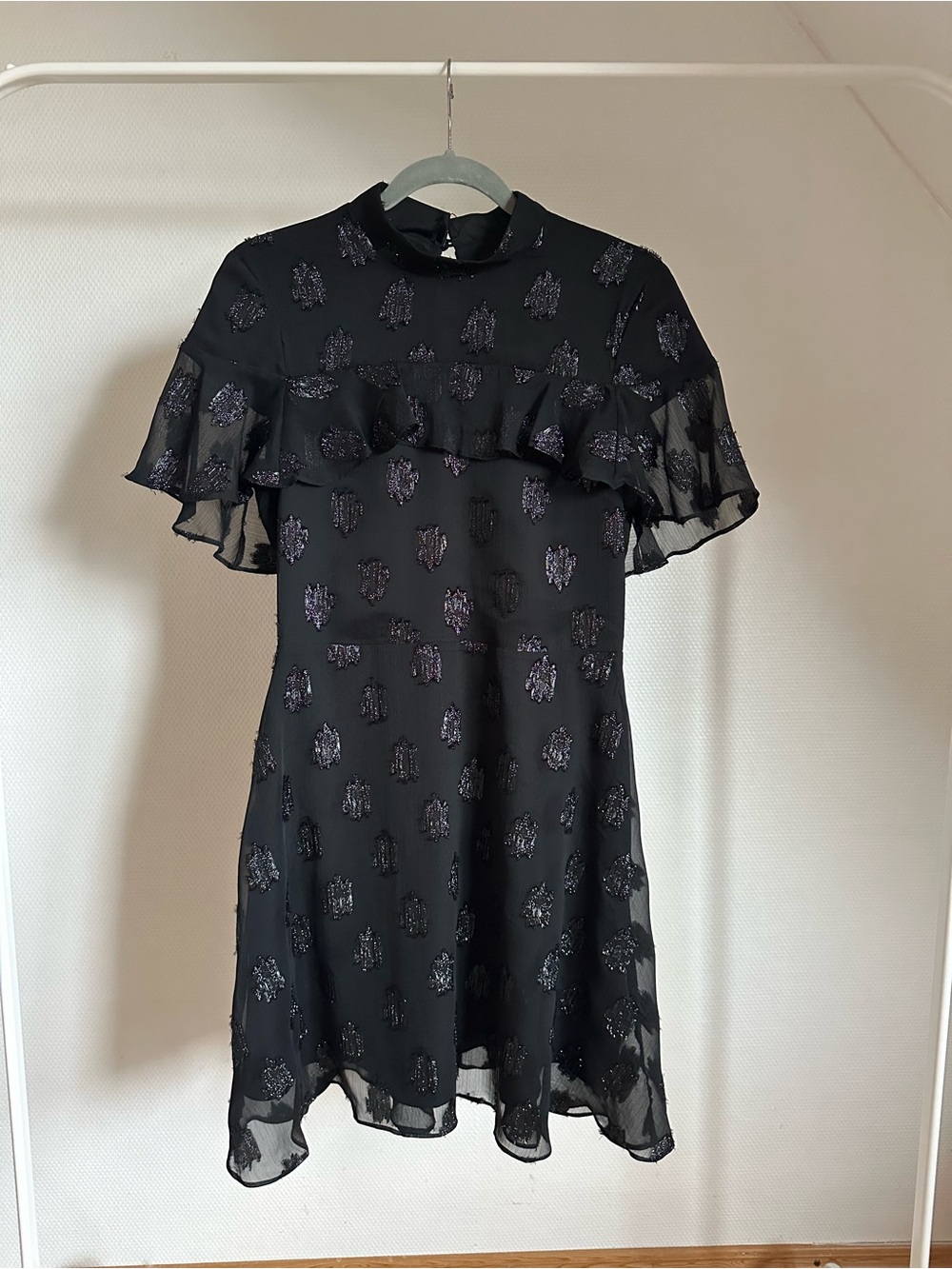 Warehouse Black Mini Dress with Sparkle Motif